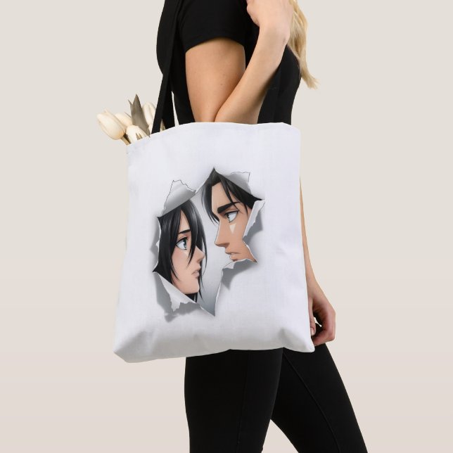 Sac à main en papier déchiré Eren & Mikasa AOT Aes (De près)