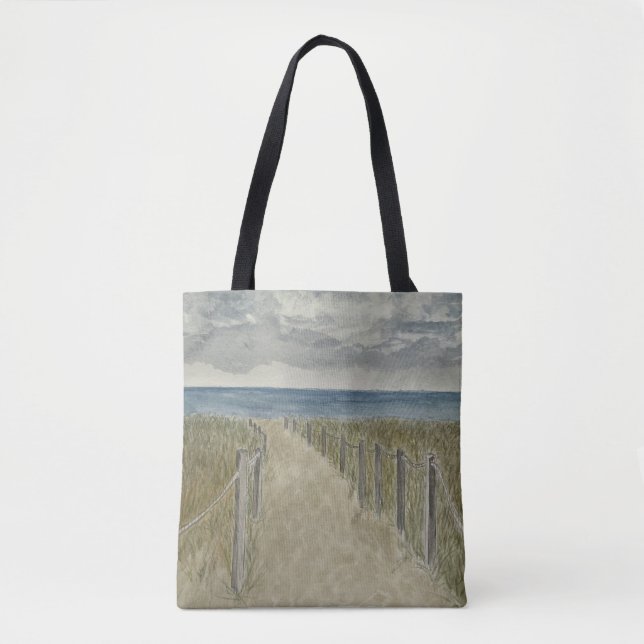 Sac à main en toile avec art de plage (Devant)