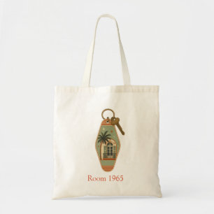 Sac à main en toile avec étiquette de clé de hotel