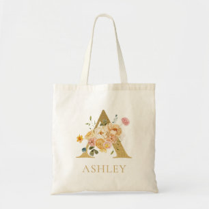 Sac à main en toile avec monogramme floral aquarel