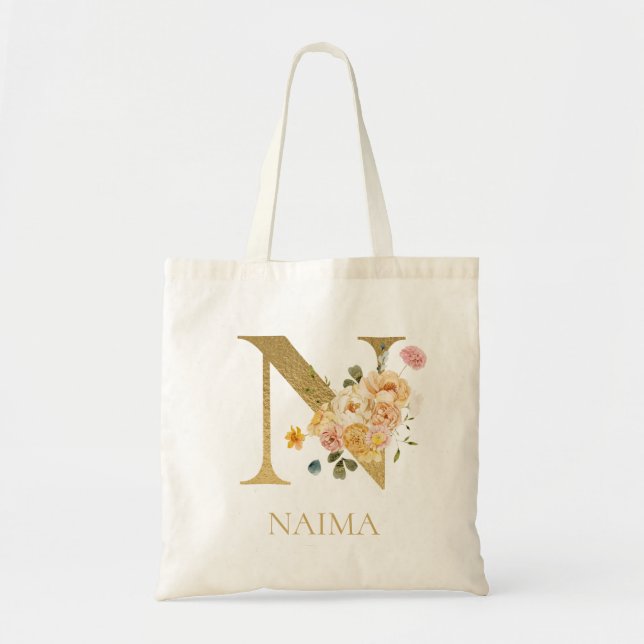 Sac à main en toile avec monogramme N en lettres d (Devant)