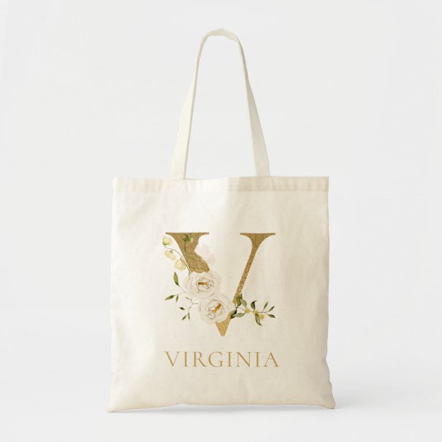 Sac à main en toile avec monogramme V en lettre do (Devant)
