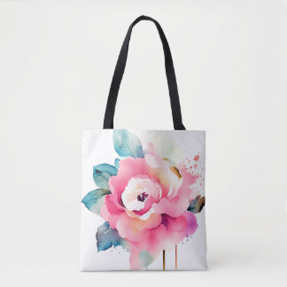 Sac à main en toile avec rose pâle aquarelle vinta
