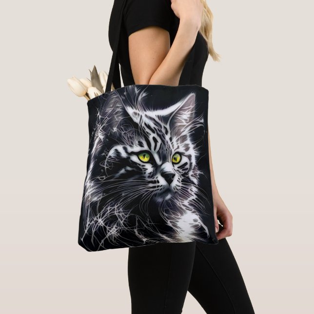 Sac à main en toile Chat Mystique Lumière Fracturé (De près)