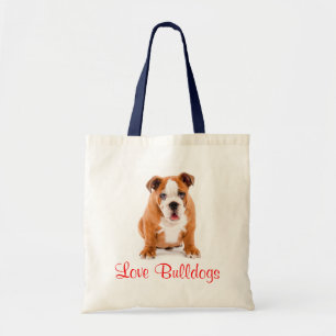 Sac à main en toile chiot Bouledogue Anglais Love