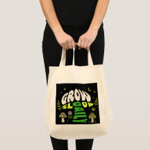 Sac à main en toile de style cottagecore avec typo