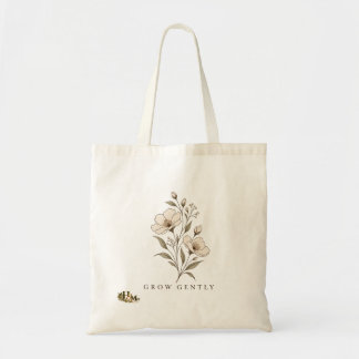 Sac à main en toile esthétique fleurie aquarelle "