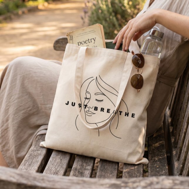 Sac à main en toile 'Just Breathe' | Ligne minimal (Créateur téléchargé)