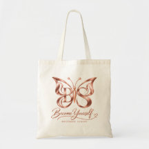 Sac à main en toile papillon en or rose esthétique