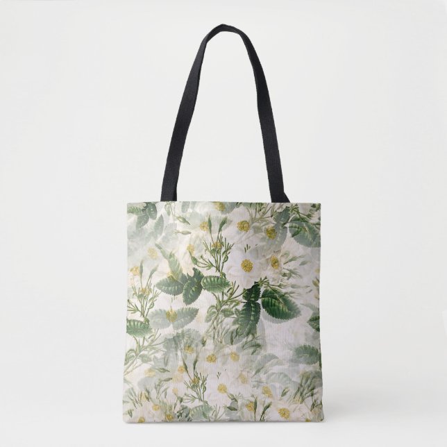 Sac à main esthétique botanique à rose blanche vin (Devant)