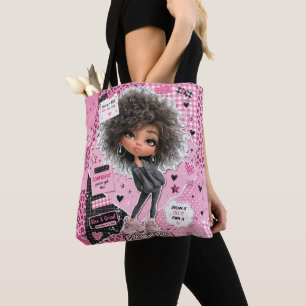 Sac à main esthétique en toile rose avec poupée mi