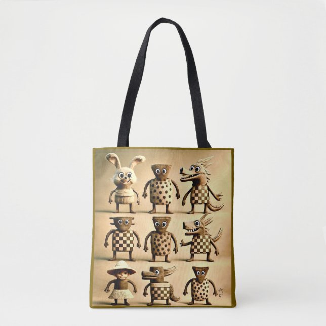 Sac à main Famille de créatures Checker & Dots – D (Devant)