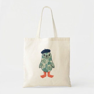 Sac à main feuille tropicale avec phoque en bérêt