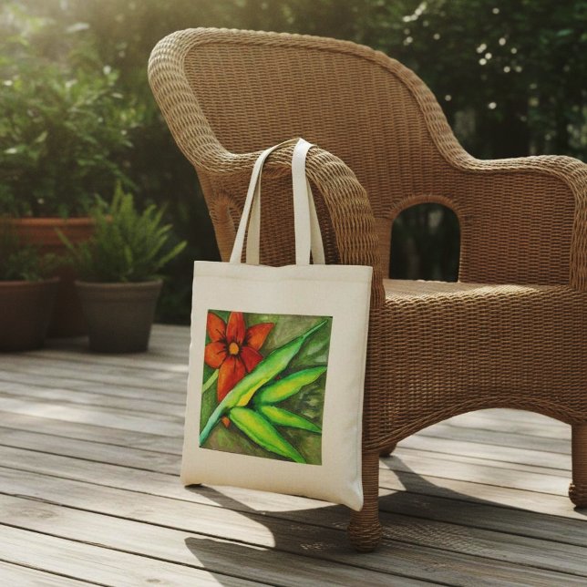 Sac à main Fleur orange et feuille verte (Créateur téléchargé)