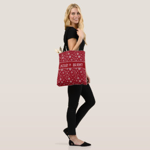 Sac à main flocon de neige festif sur fond rouge