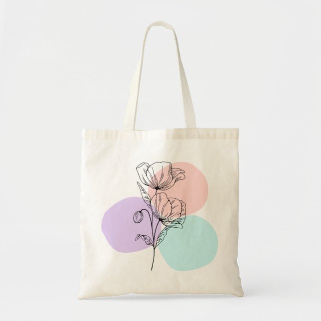 Sac à main floral à dessin linéaire moderne - Natu (Devant)