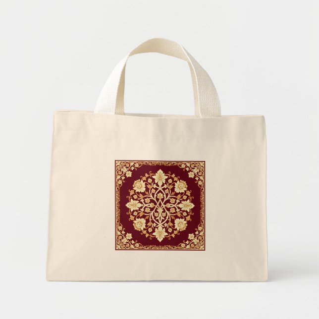 Sac à main floral arabesque cramoisi (Devant)