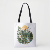 Sac à main floral coucher de soleil en montagne-Na