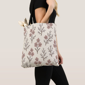 Sac à main floral crème moderne et rose poussiéreu