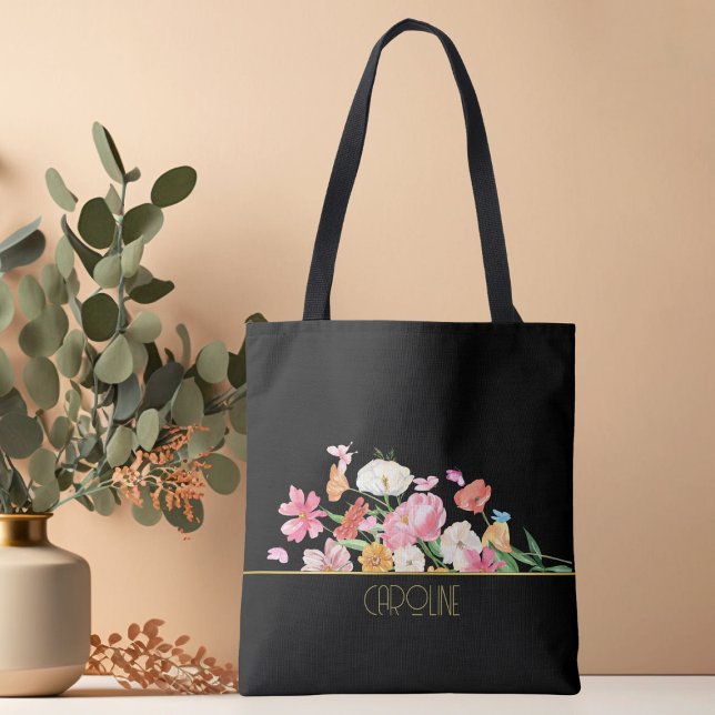 Sac à main floral noir chic tendance moderne (Créateur téléchargé)