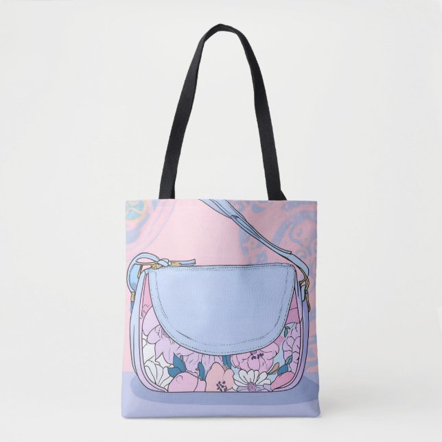 Sac à main floral rose lavande pastel chic (Devant)