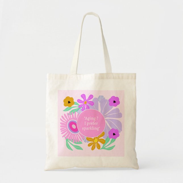 Sac à main floral rose pâle citation âge pour anni (Devant)