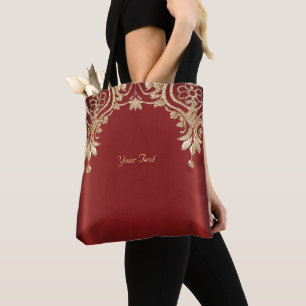 Sac à main floral rouge or moderne