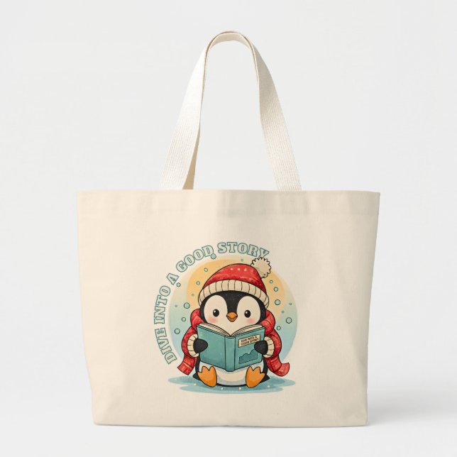 Sac à main géant pour lecteur pingouin fantaisiste (Devant)