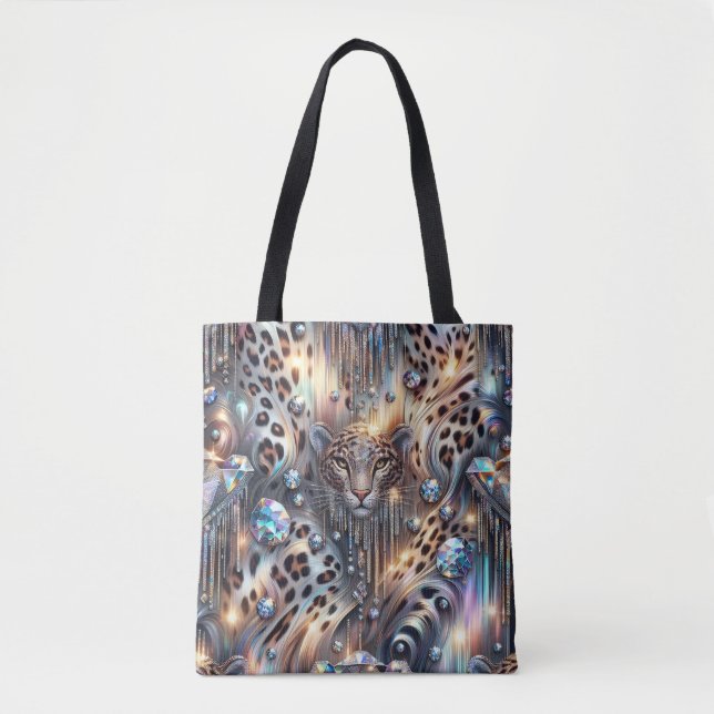 Sac à main girly opulent imprimé léopard opale (Devant)