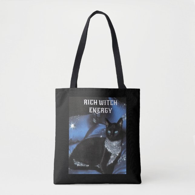 Sac à main gothique glamour Chat noir Rich Witch E (Devant)
