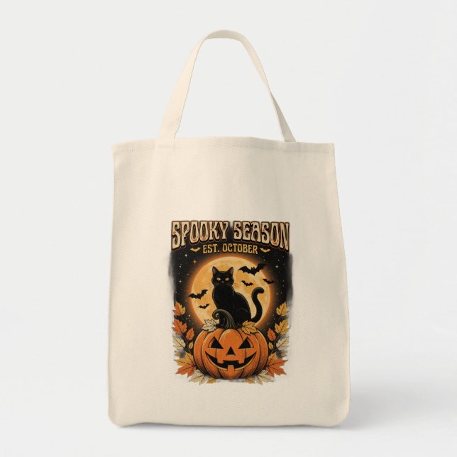 Sac à main Halloween Chat Noir Saison Effrayante (Devant)