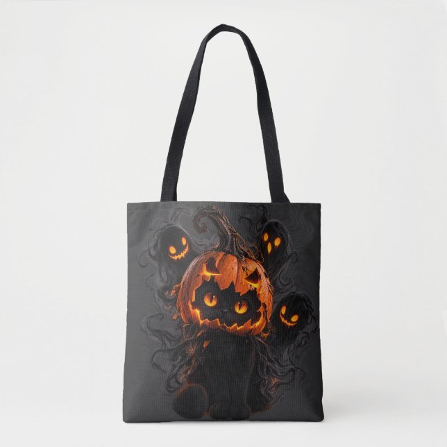 Sac à main Halloween Citrouille Chat Noir - Fantôm (Devant)