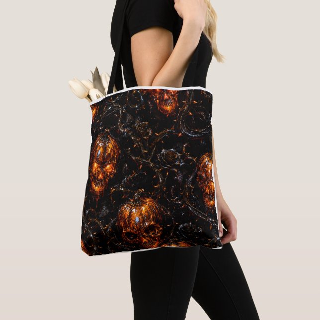 Sac à main Halloween Citrouille Crâne Vigne Inféri (De près)