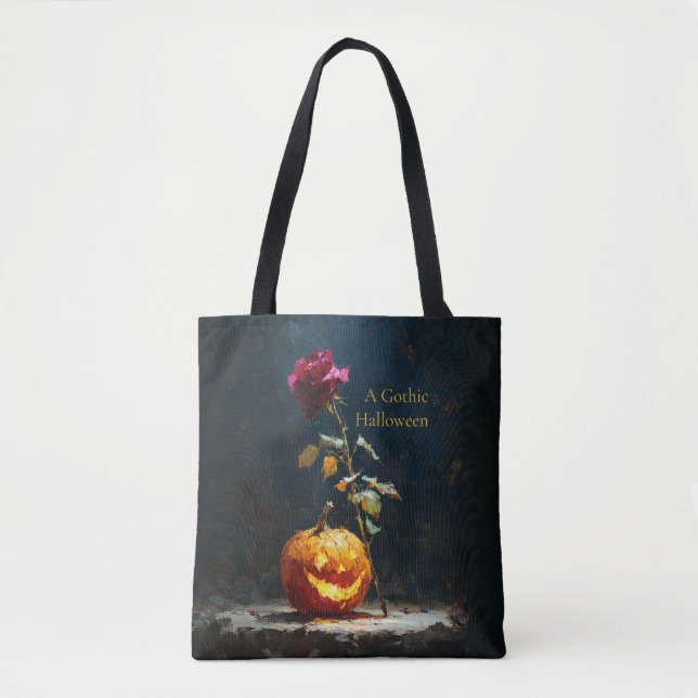 Sac à main Halloween Citrouille et Rose Romantique (Devant)