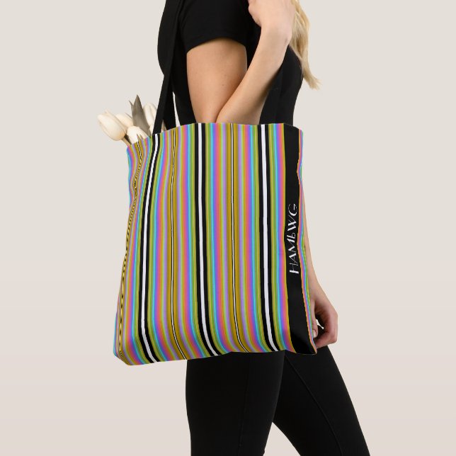 Sac à main - HAMbWG - Rayures Art Nouveau Néon (De près)