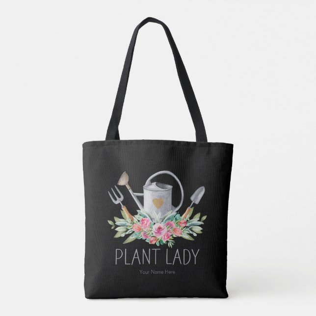 Sac à main humour de jardinier aquarelle boho dame (Dos)