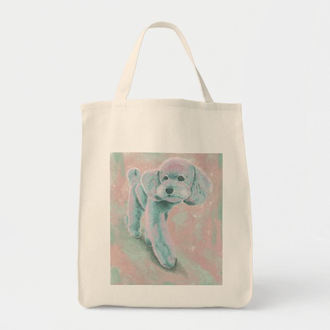 Sac à main illustré de Poodle aux tons pastel apai (Devant)