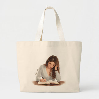 Sac à main illustré d'une femme écrivant avec une 
