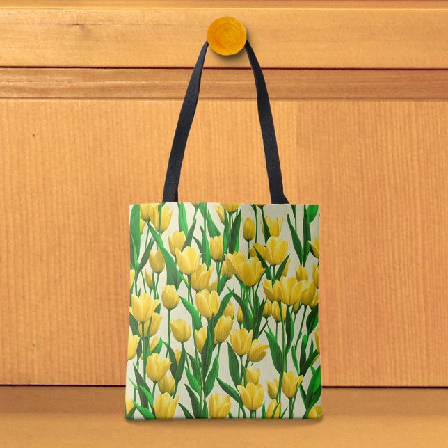 Sac à main Image de tulipes jaunes n° 2 (Tote bag with yellow tulips)