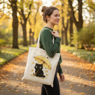 Sac à main jour de pluie avec chat noir mignon sou