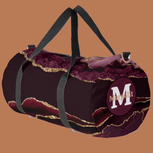 Sac à main large en agate Burgundy Gold Glitter (Créateur téléchargé)