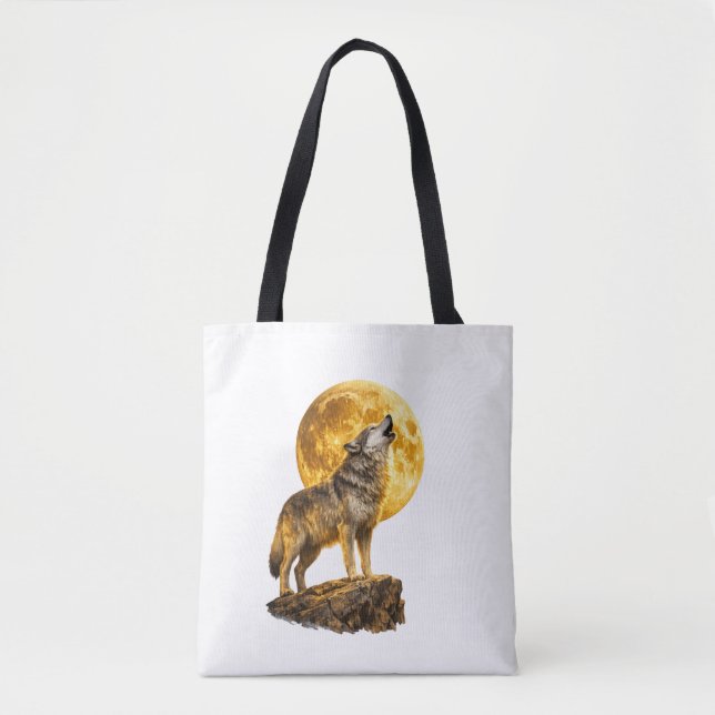 Sac à main Loup hurlant à la Lune (Devant)