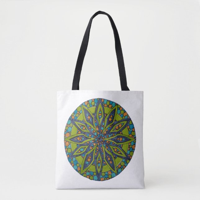 Sac à main mandala en étoile vert brillant et mari (Devant)
