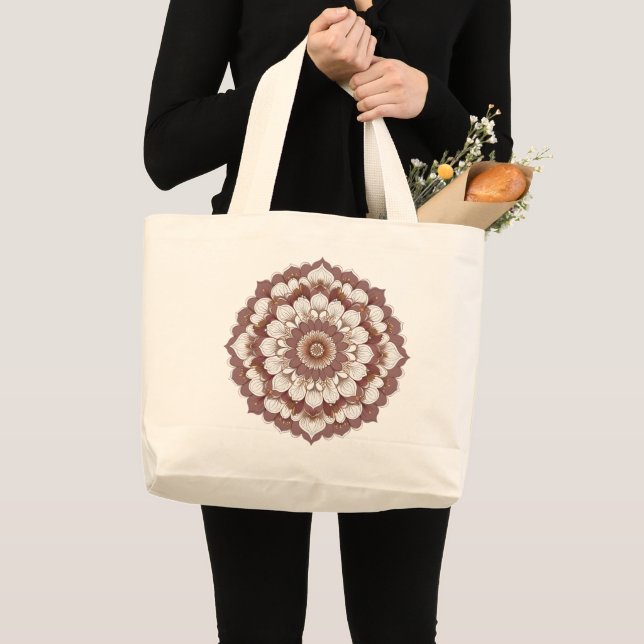 Sac à main mandala floral marron et beige (Devant (produit))