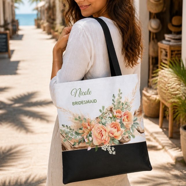 Sac À Main Mariage Roses Pêches Et Bois Flotté (Créateur téléchargé)