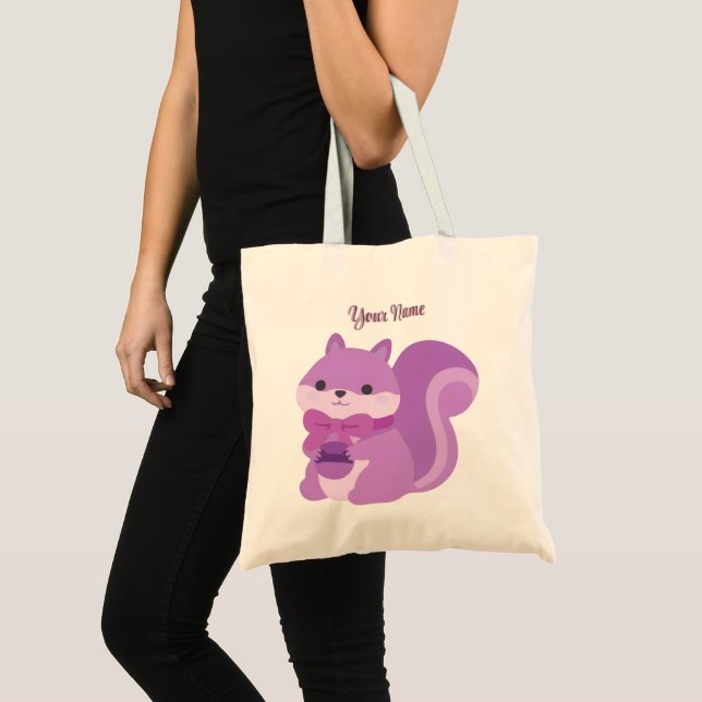 Sac à main mignon écureuil lavande assis Kawaii (Devant (produit))