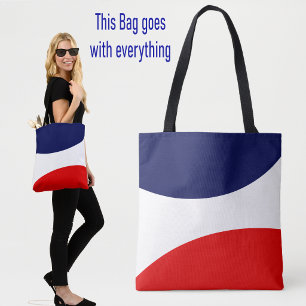 Sac à main moderne abstrait bleu, rouge et blanc
