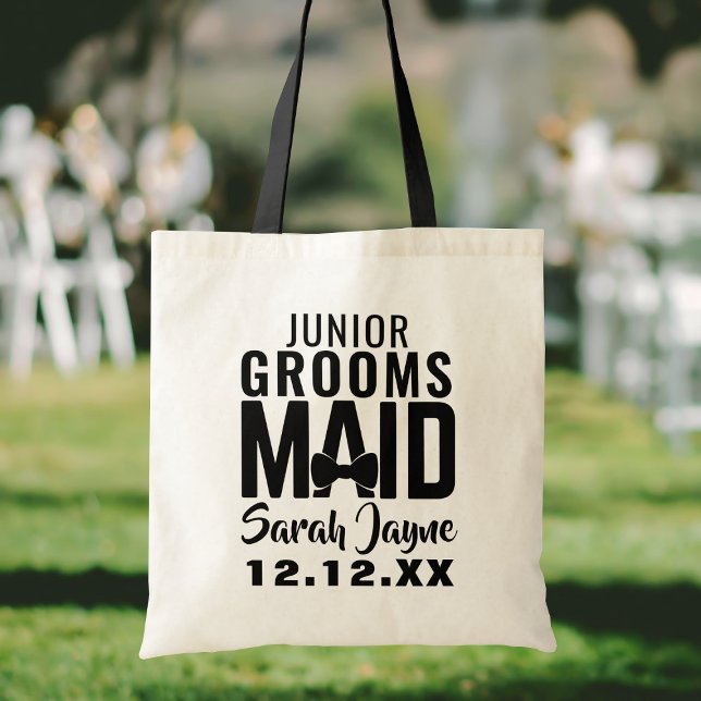 Sac à main moderne pour jeune garçon d'honneur pou (Perfect wedding favor for your Junior Groomsmaid or Bridesmaid. Just add her name and your wedding)
