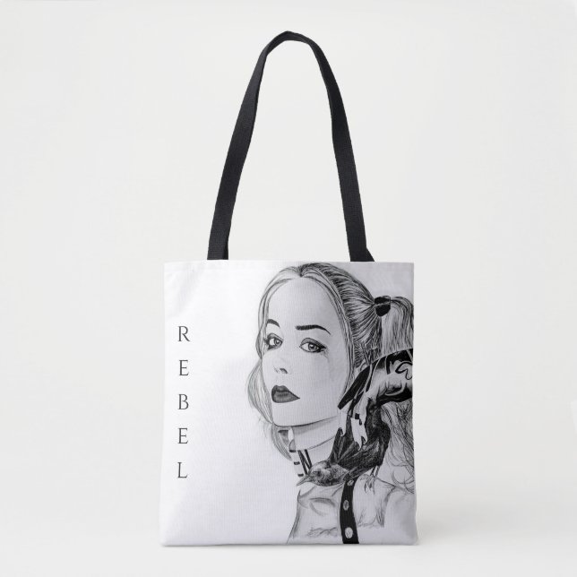 Sac à main moderne rebelle punk et corbeau (Devant)