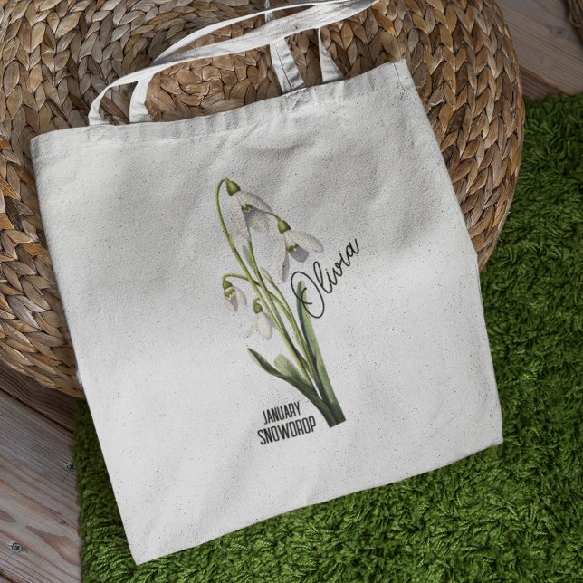 Sac à main nominatif fleur de naissance mois janvi (Créateur téléchargé)